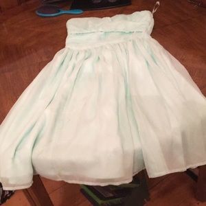 Blue strapless dress